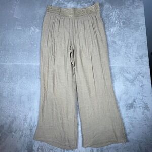 Artesia Wide Leg‎ Loose Fit Pants Womens XL Crepe w/Lining Tan Intricate Waist